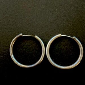 Sterling Silver Earrings - 1.25 Inch Hoops